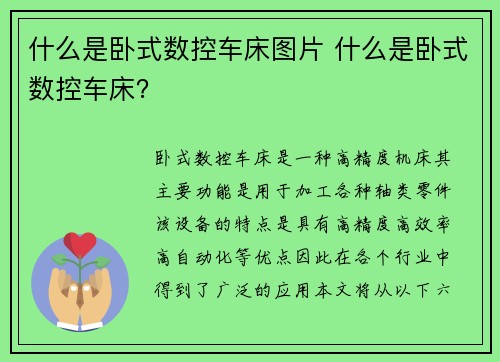 什么是卧式数控车床图片 什么是卧式数控车床？